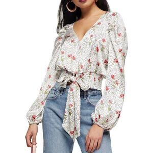 Top Shop Polkadot Floral Blouse Top Woman’s Size‎ 6 Silky Top
